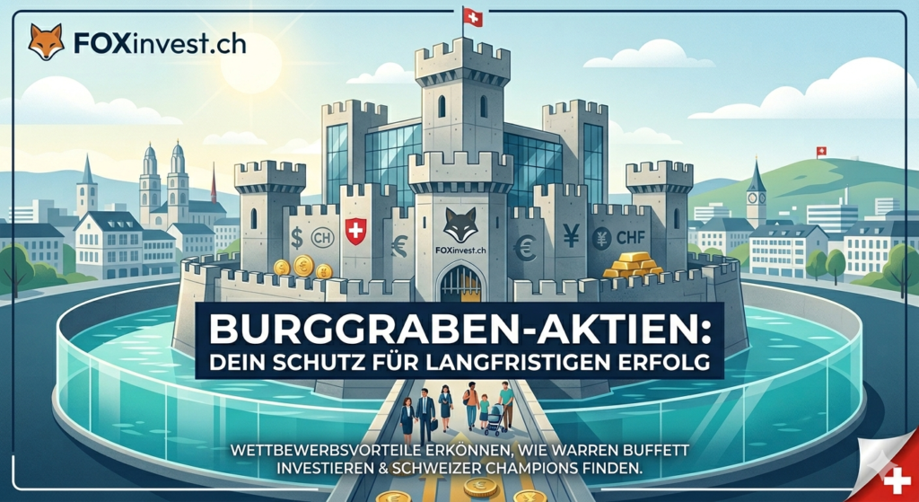 Burggraben sind ein Wettbewerbsvorteil bei Unternehmen und Aktien
